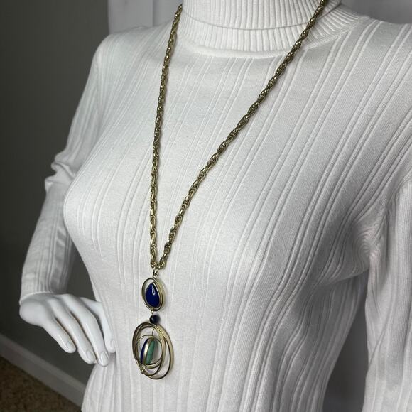 Chico's silver tone pendant necklace chunky chain link signed costume jewelry - Picture 2 of 14